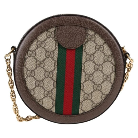 GUCCI GG Supreme Ophidia Chain Web Sherry Line Bag PVC Beige 550618 Auth 138002A - Picture 2 of 16
